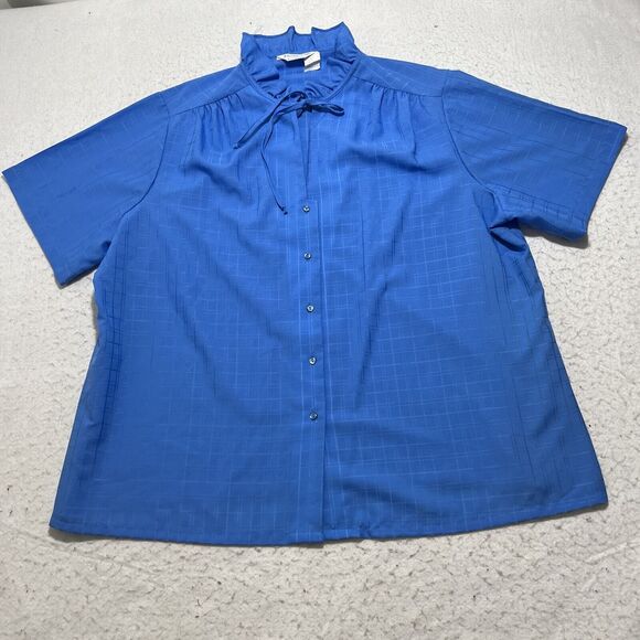 Provincetown Tops - Vintage 80s Provincetown Judy Bond Women's 44 Short Sleeve Button Down Blouse